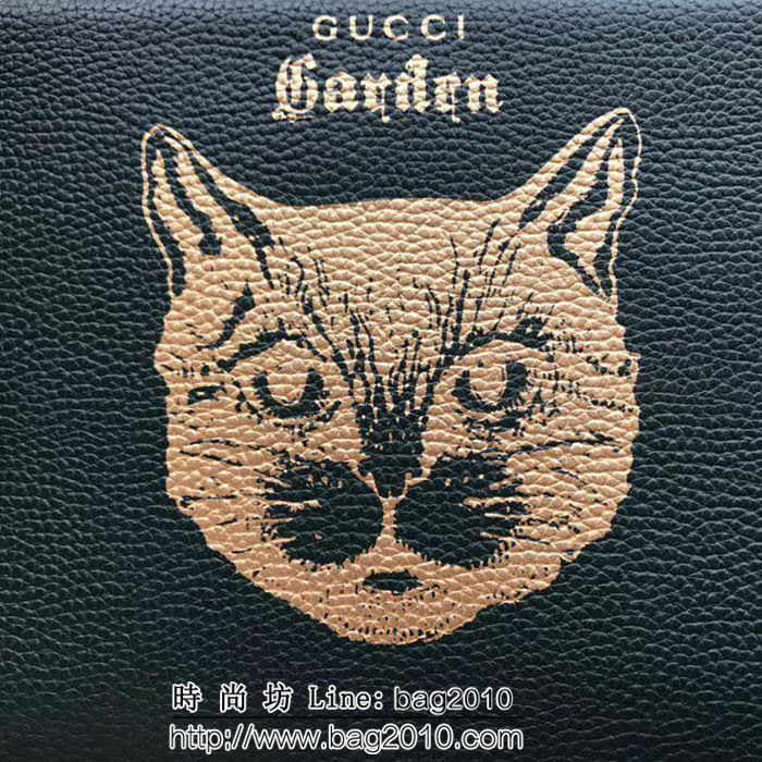 GUCCI古馳 歐洲正品原單 2018最新款 博物館限量版系列 手包貓頭系列 男女通用款 516928 墨綠貓頭全皮 WTG1579